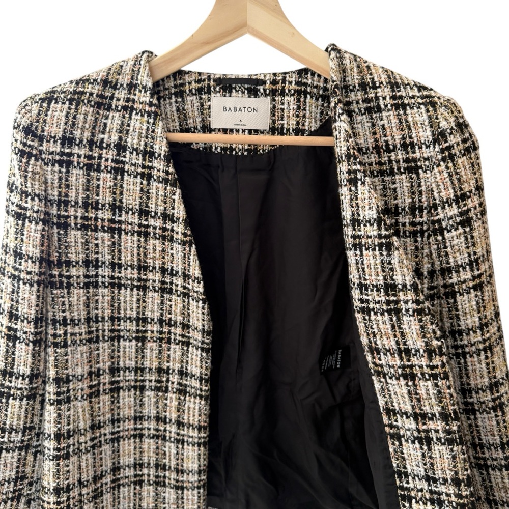 NWOT Babaton Women's Tweed Checkered Blazer - Picture 11 of 16